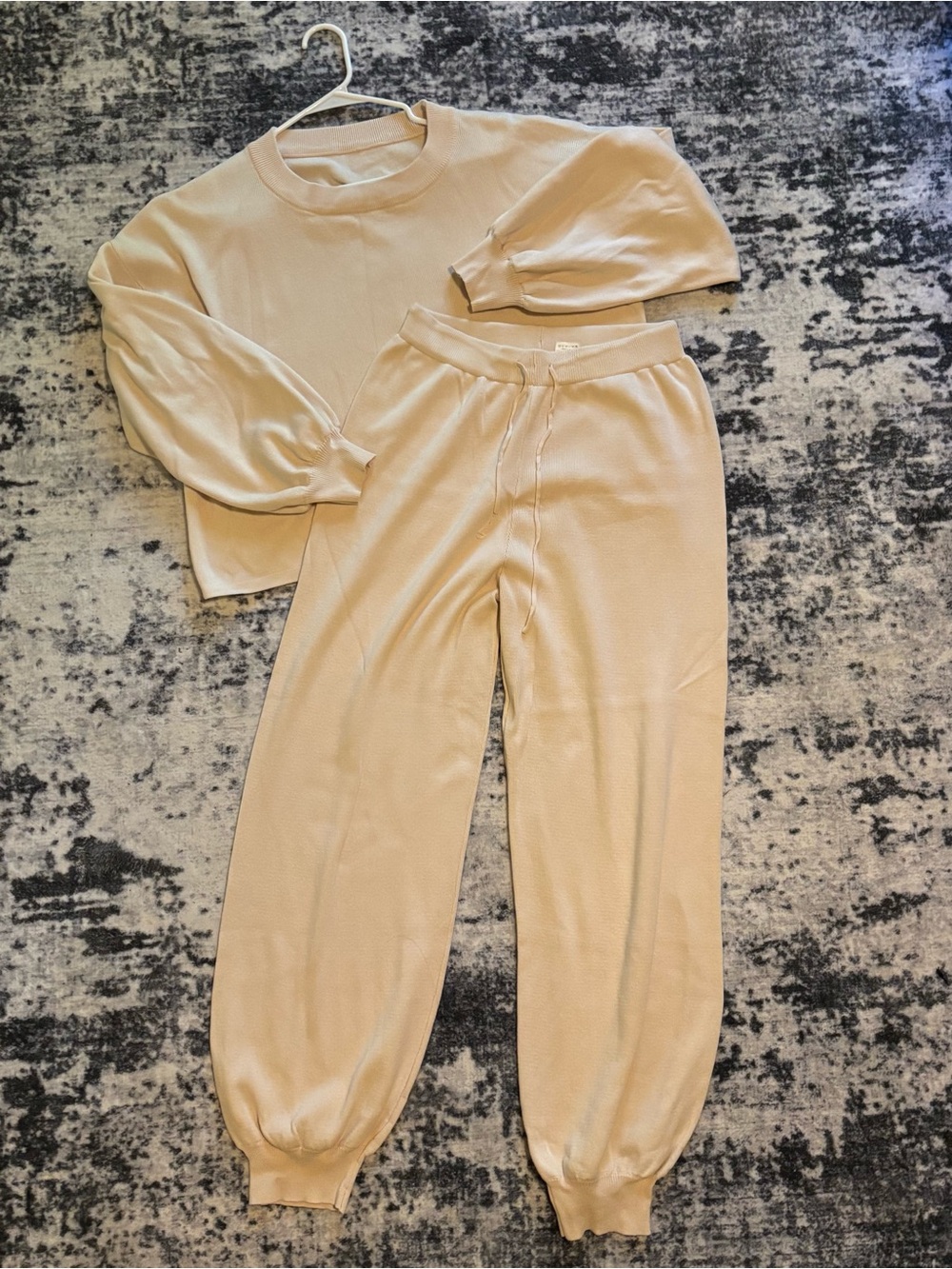 Ladies Loungewear 2-Piece - Cozy Knit Set - Cream/ Beige/ Apricot